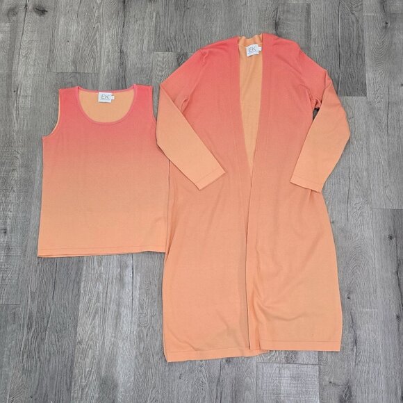 Edinburgh Knitwear Peach Ombre Cardigan & Tank Set Size S Pima Cotton winter set - Picture 10 of 10